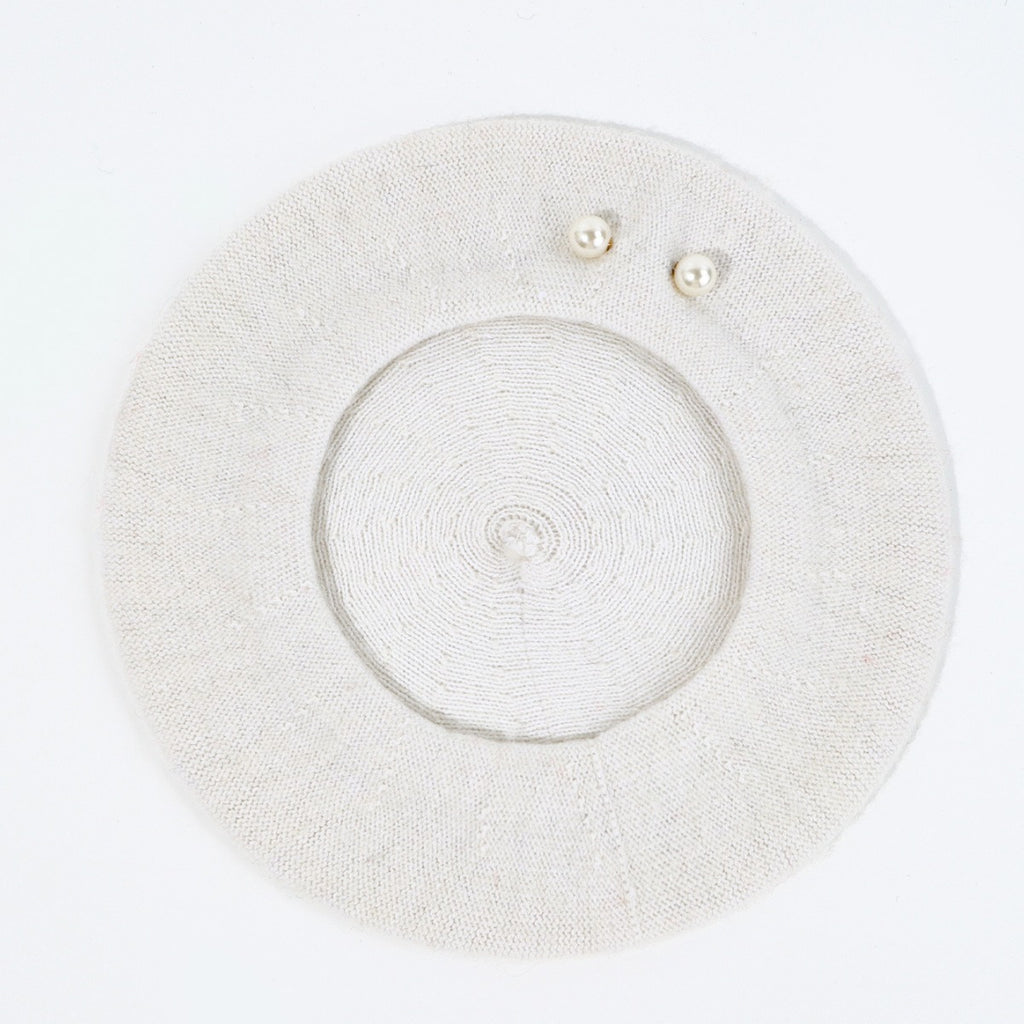 Woolen Large Pearl Decoration Beret Women's Fall Winter Fashion