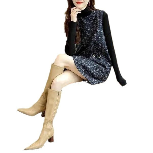 Slim-fit Round Neck Light Luxury French Vest Dress