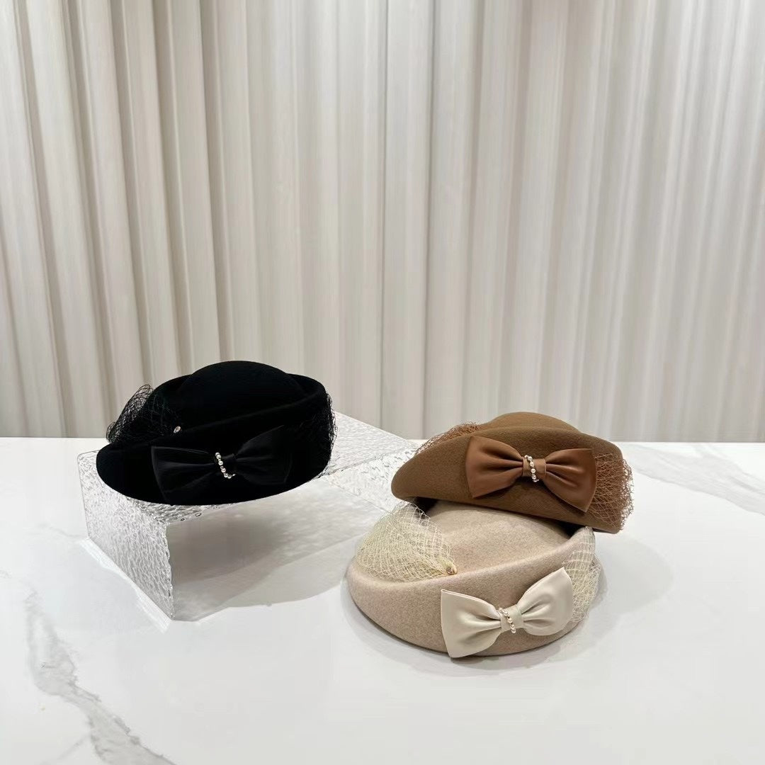 Hepburn Style Autumn And Winter Woolen Shaping Billycock Female French Style