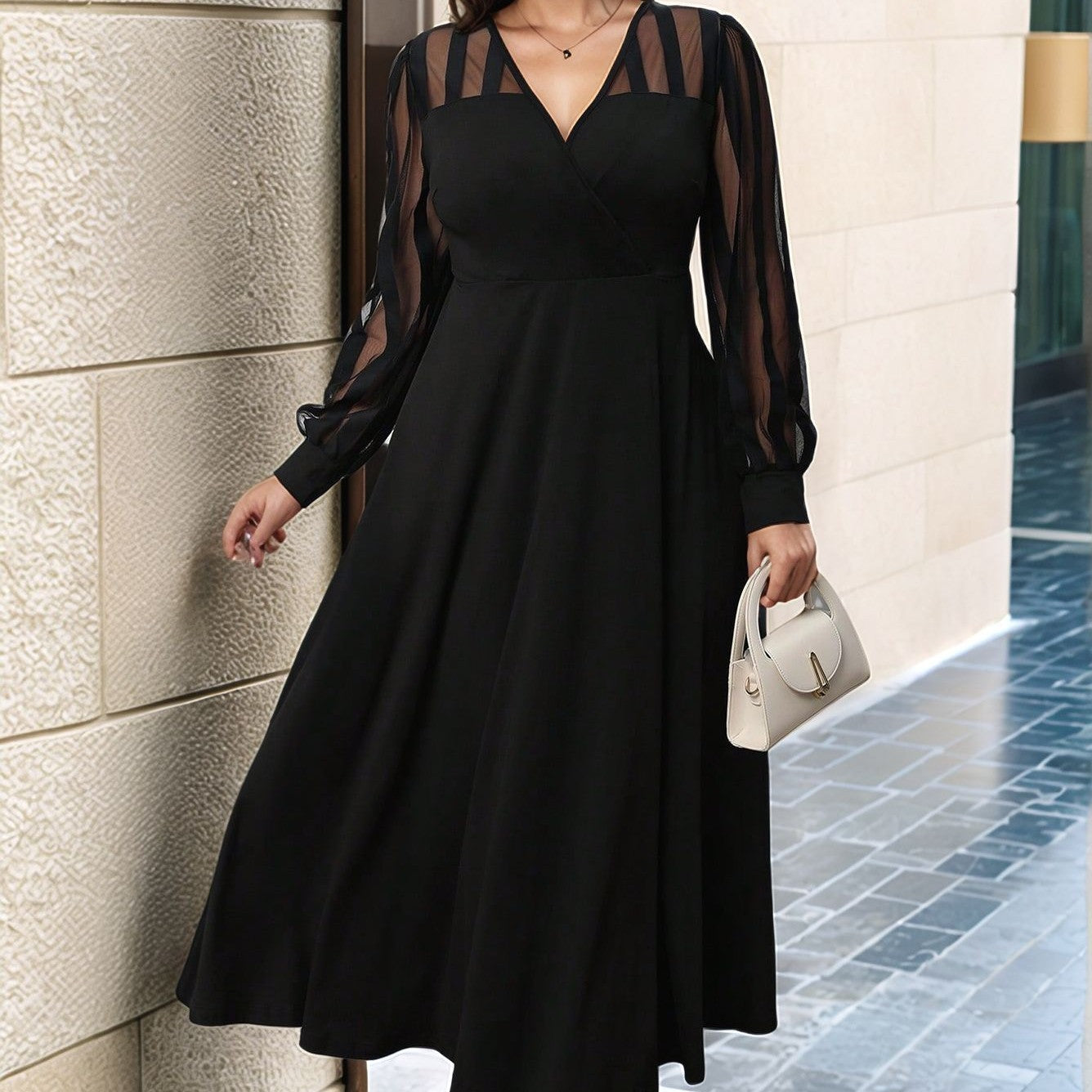 Women's Clothing V-neck Long-sleeve Dress