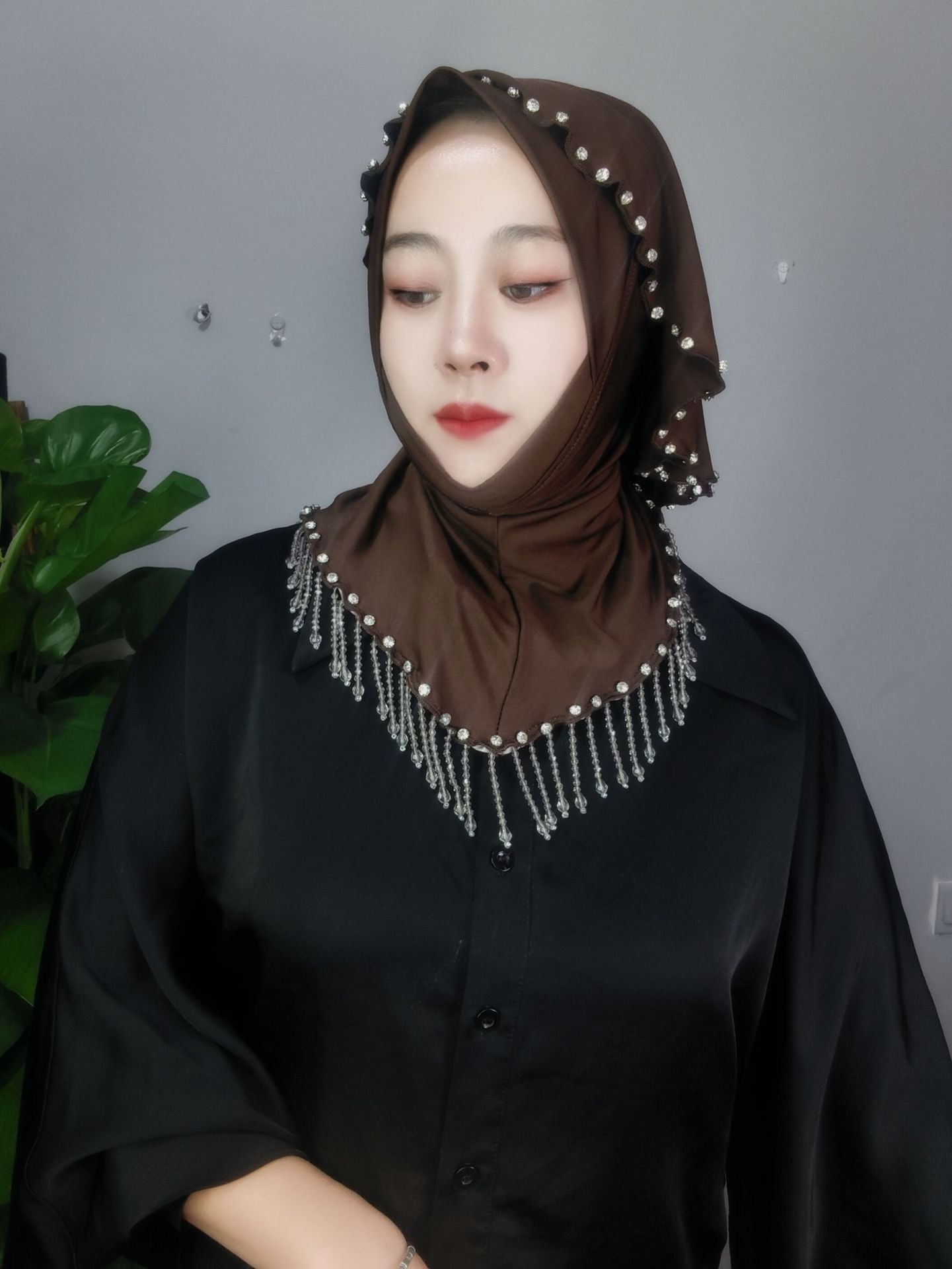 Crystal Tassel Dovetail Large Version Crystal Linen Fabric Scarf