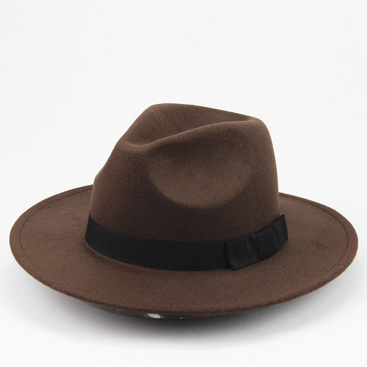 Woolen Fedora Hat Men's And Women's Big Brim Top Hat Felt Hat