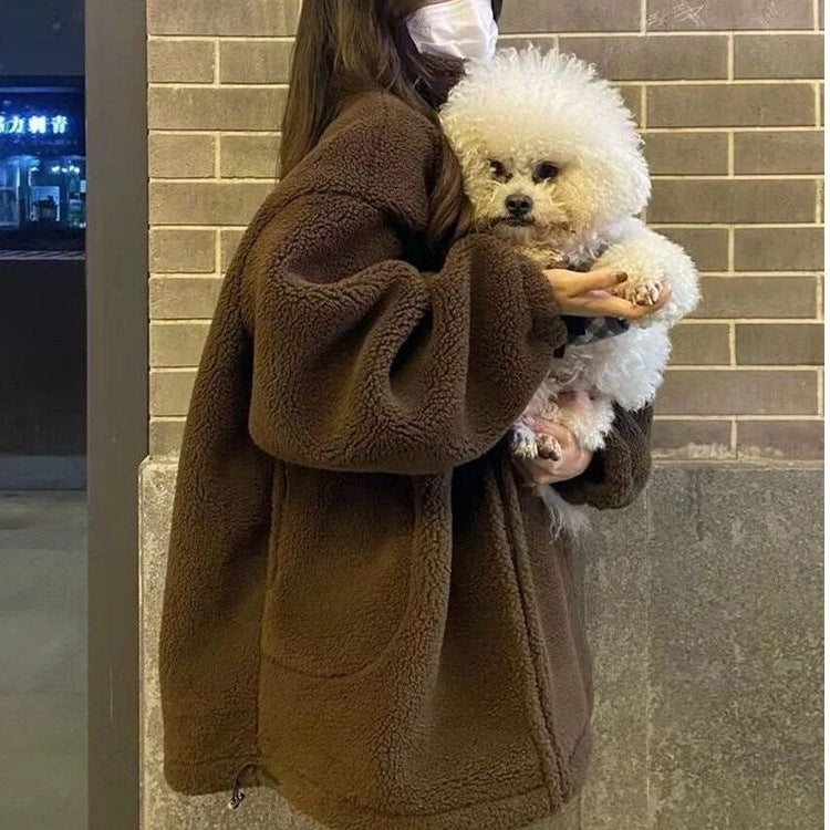 Thickened Particle Lamb Fleece Coat For Women