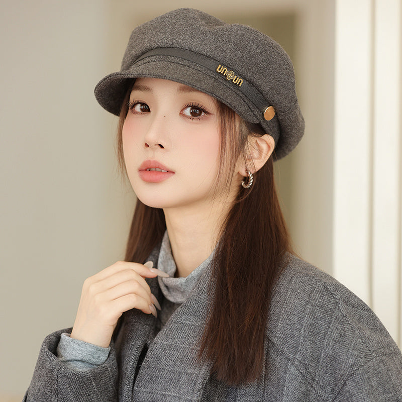 British Style Retro Easy Matching Haijun Hat Peaked Cap Beret