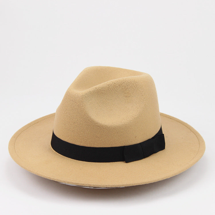 Woolen Fedora Hat Men's And Women's Big Brim Top Hat Felt Hat