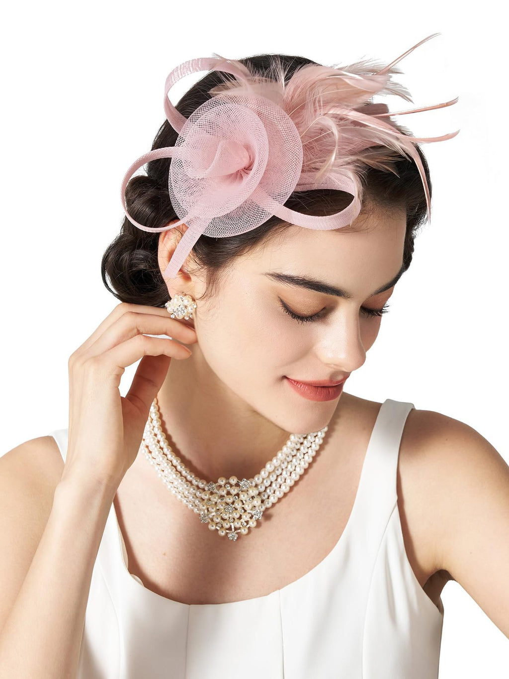 Mesh Feather Headwear Elegant Retro Versatile Headband