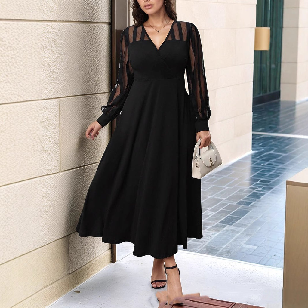 Women's Clothing V-neck Long-sleeve Dress