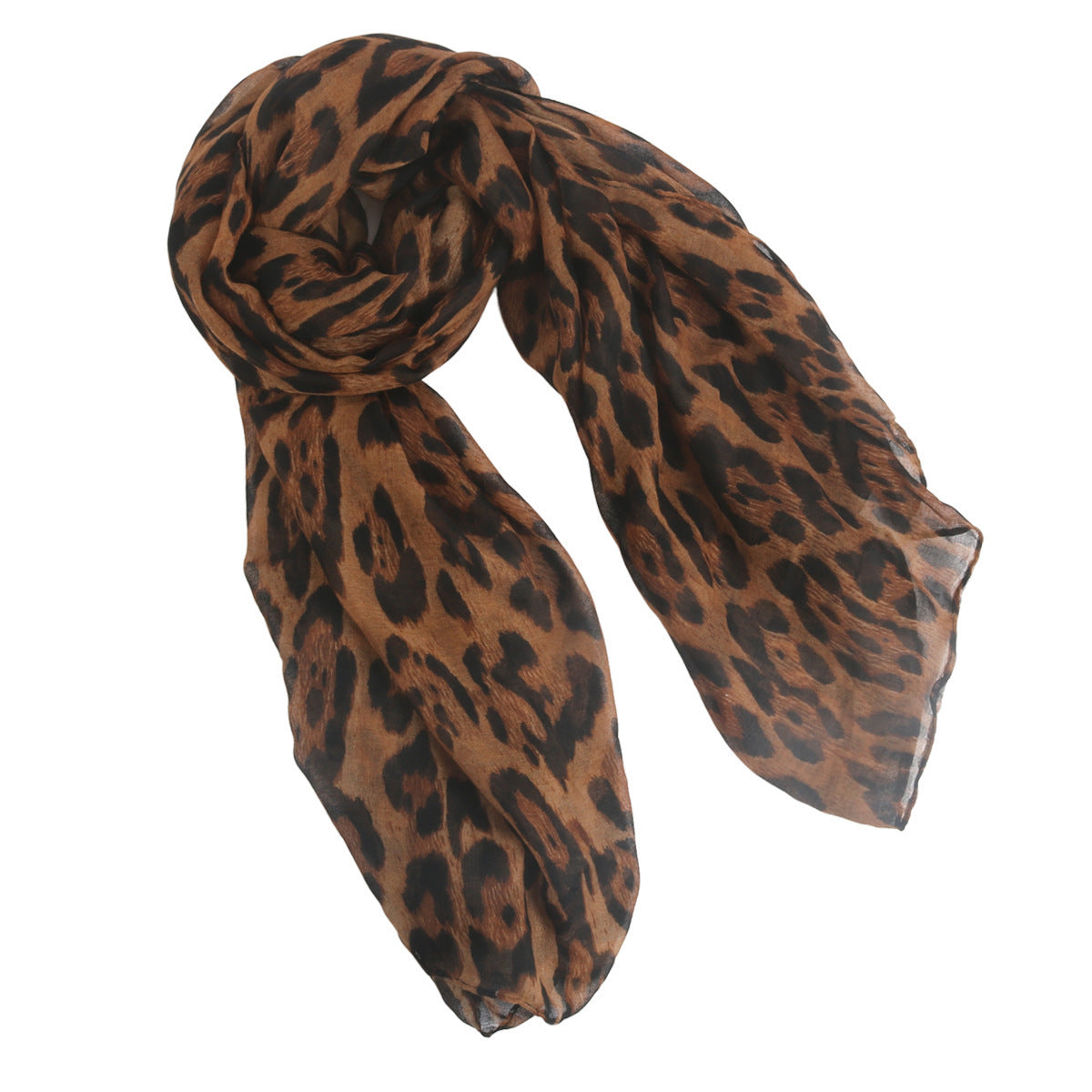 Printed Classic Leopard Pattern Flat Women's Toe Cap Scarf Silk Scarf