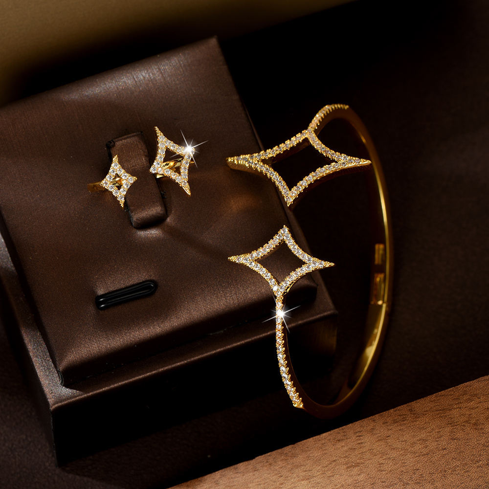 Star Shape Brace Lace Bracelet Zirconia Bride Wedding