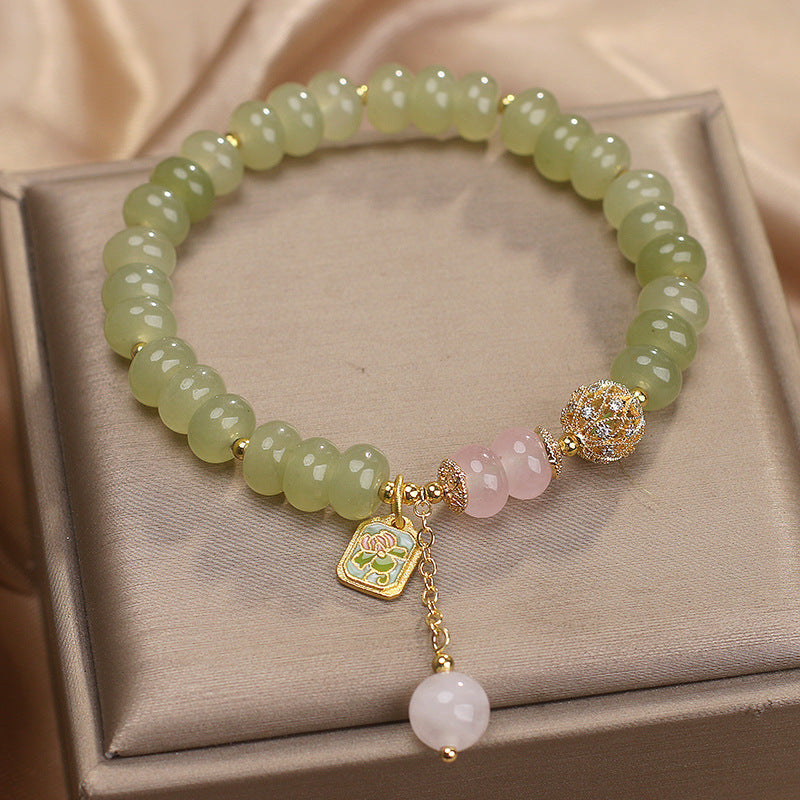 Natural Green Tourmaline Abacus Beads Crystal Bracelet For Women