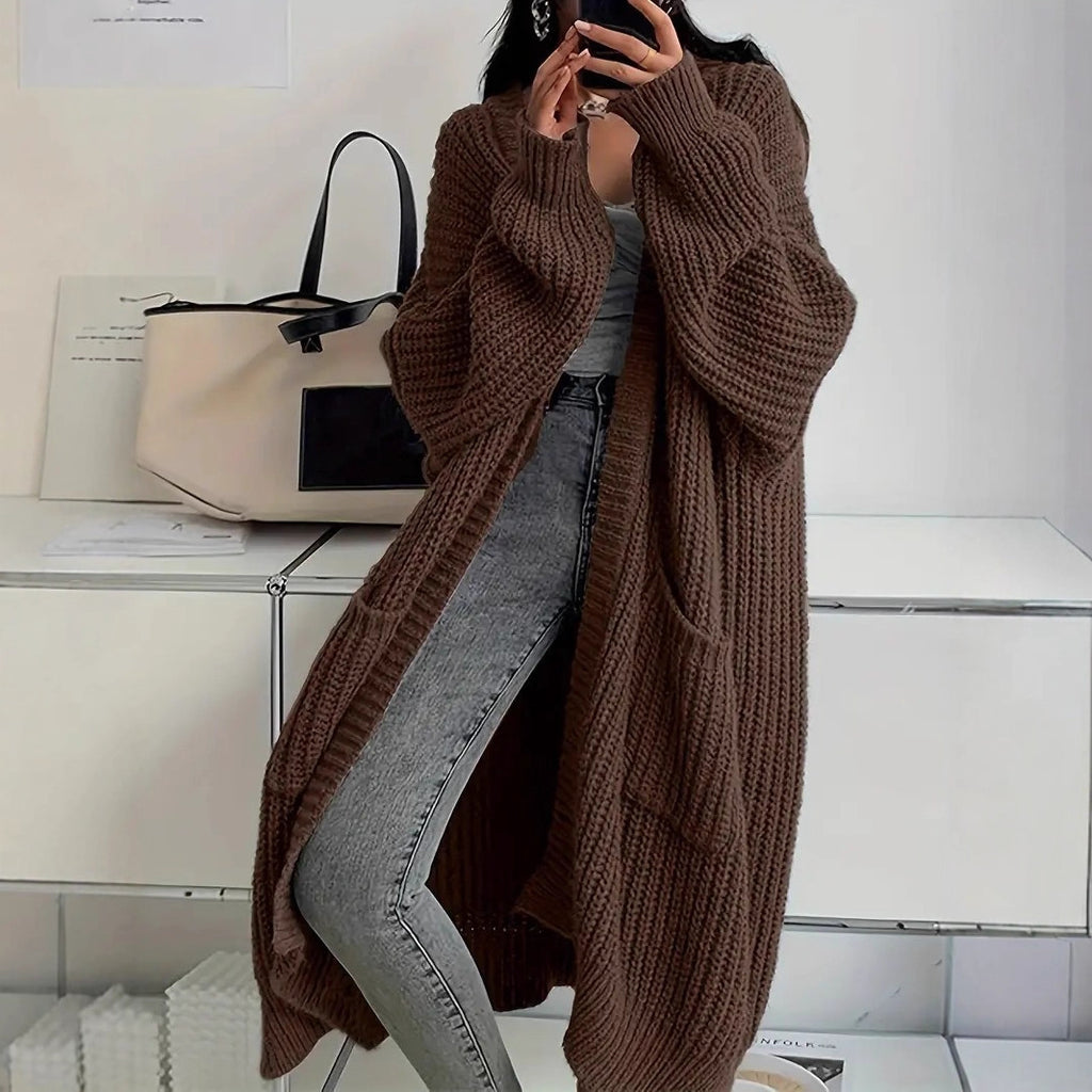 Autumn And Winter Lazy Style Long Cardigan Sweater For Women, Loose And Versatile, Long Sleeve Knitted Cardigan.
