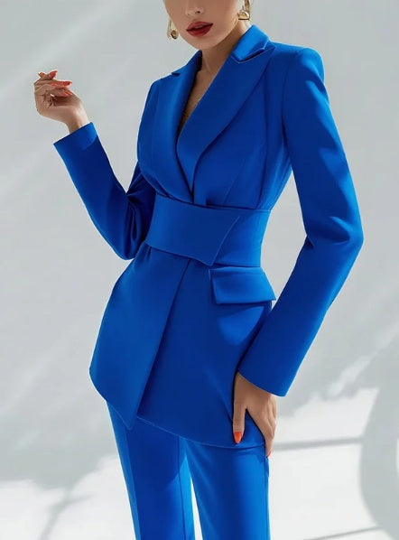 Sapphire Blue Suede Vintage 2-Piece Suit