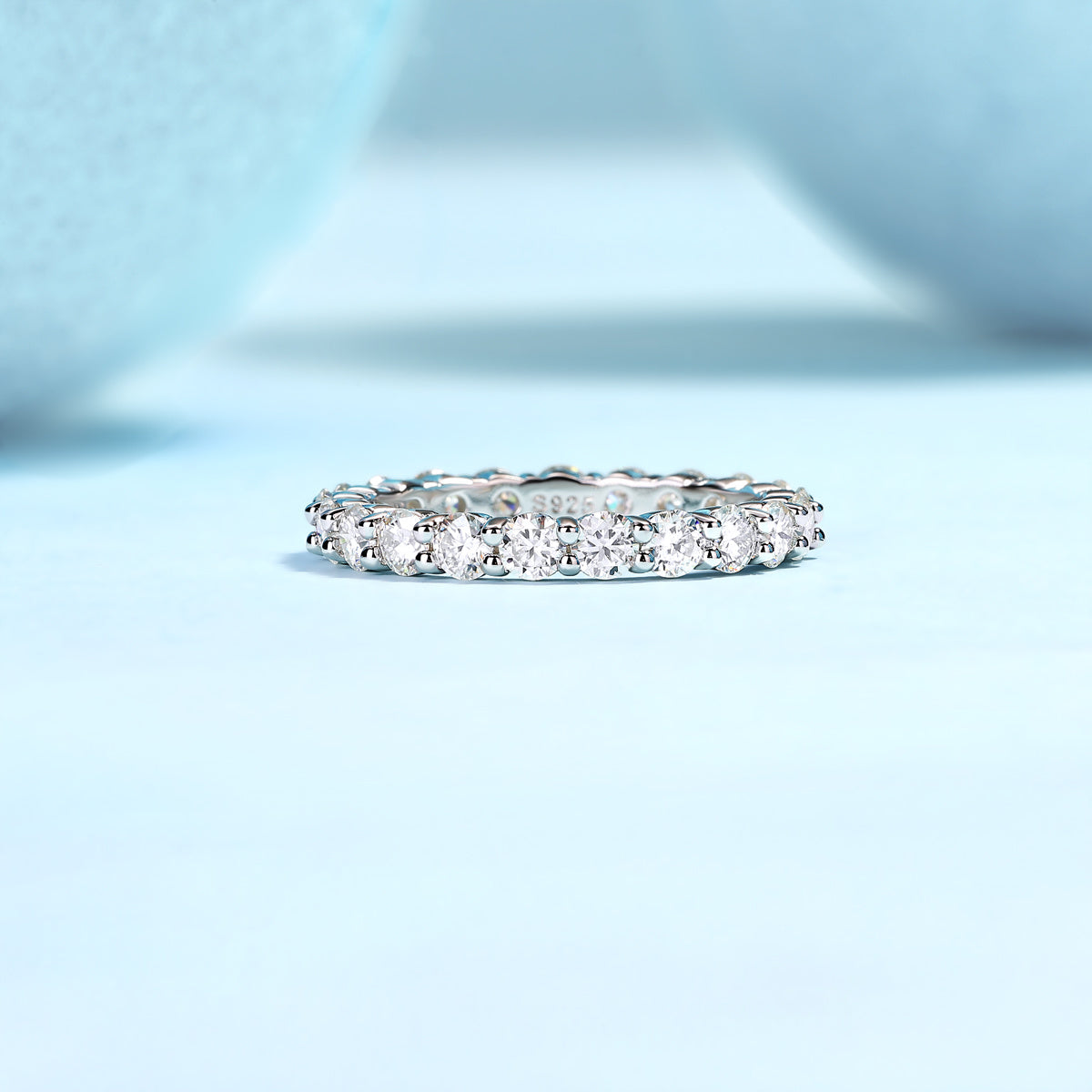 A Fleeting Glimpse - A Wedding Ring Set With Top-quality Moissan S925 Silver And Platinum-plated Diamond Can Be Inspected With A Diamond Pen