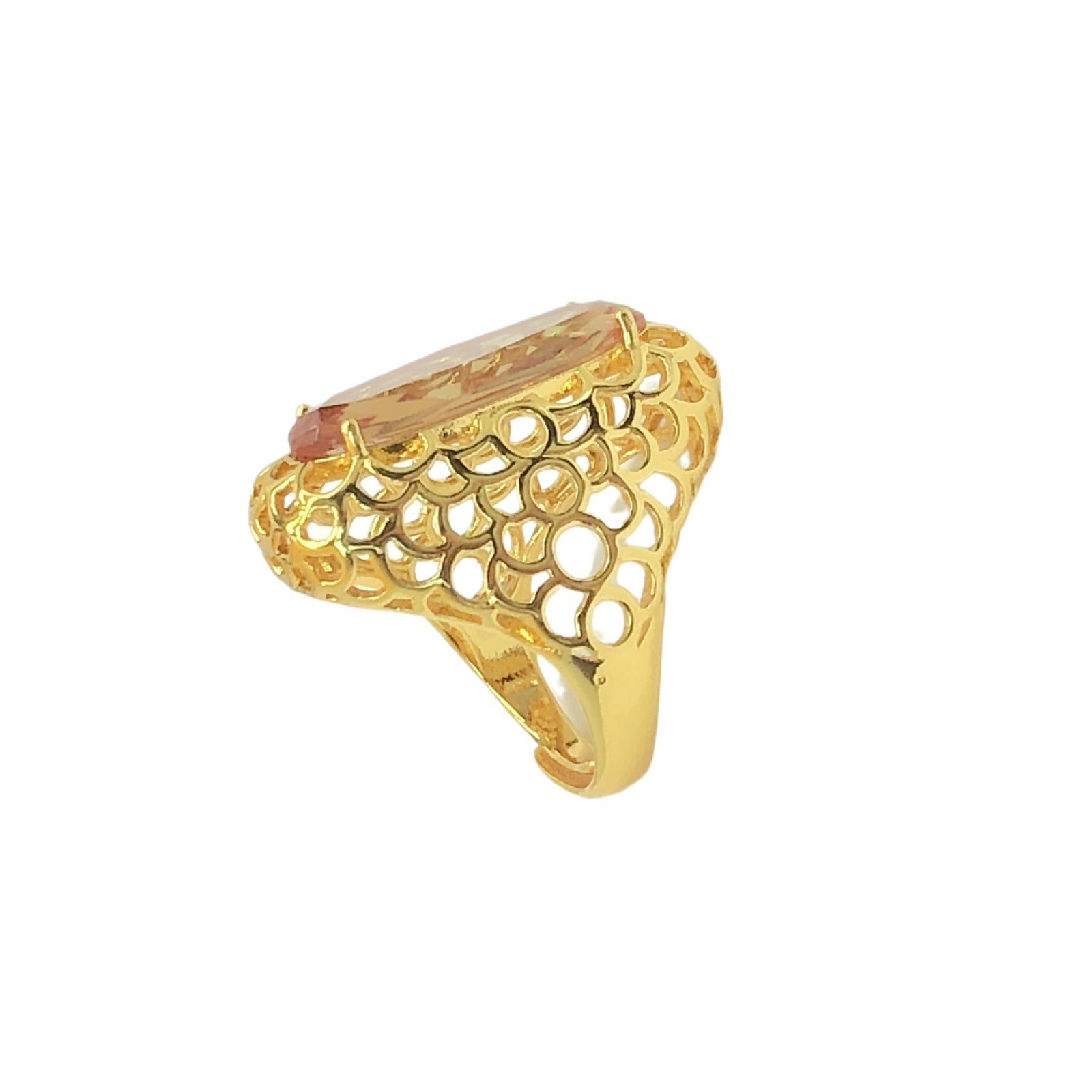 Hand Inlaid Copper-plated 18K Gold Ring For Women