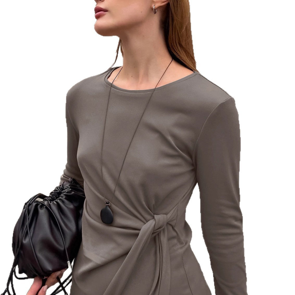 Women's Elegant Retro Crew Neck Dress Two-piece Set