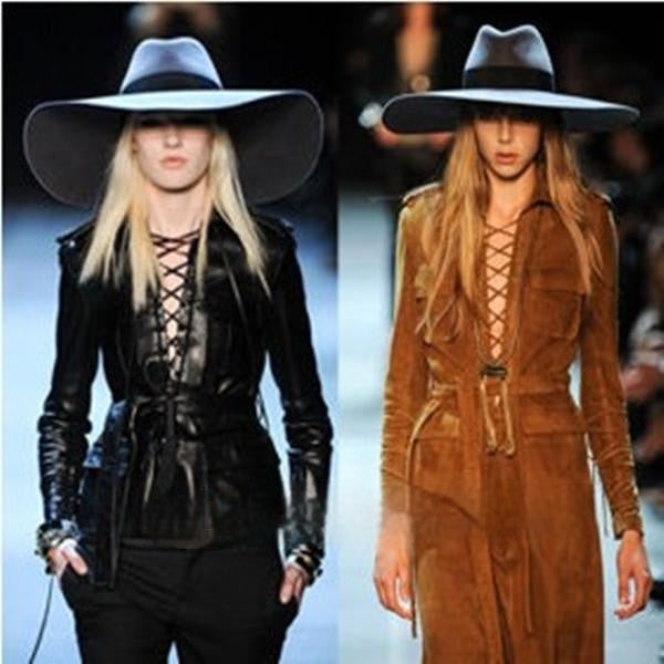 Pure Wool European And American Fashionable Ultra Wide Brim Wool Woolen Hat