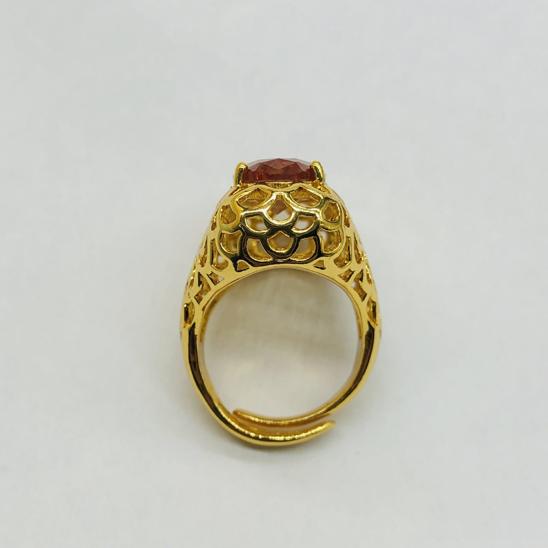 Hand Inlaid Copper-plated 18K Gold Ring For Women