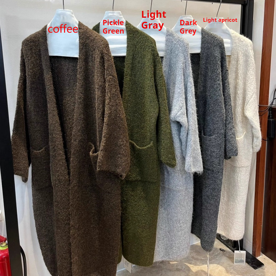 Idle Style Large V-neck Loose Long Knitted Cardigan