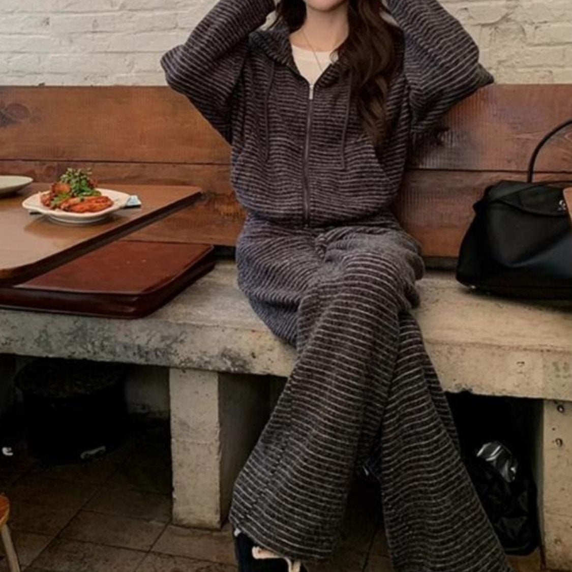 Casual Sweatshirt Wide Leg Pants Two-piece Suit Fashion