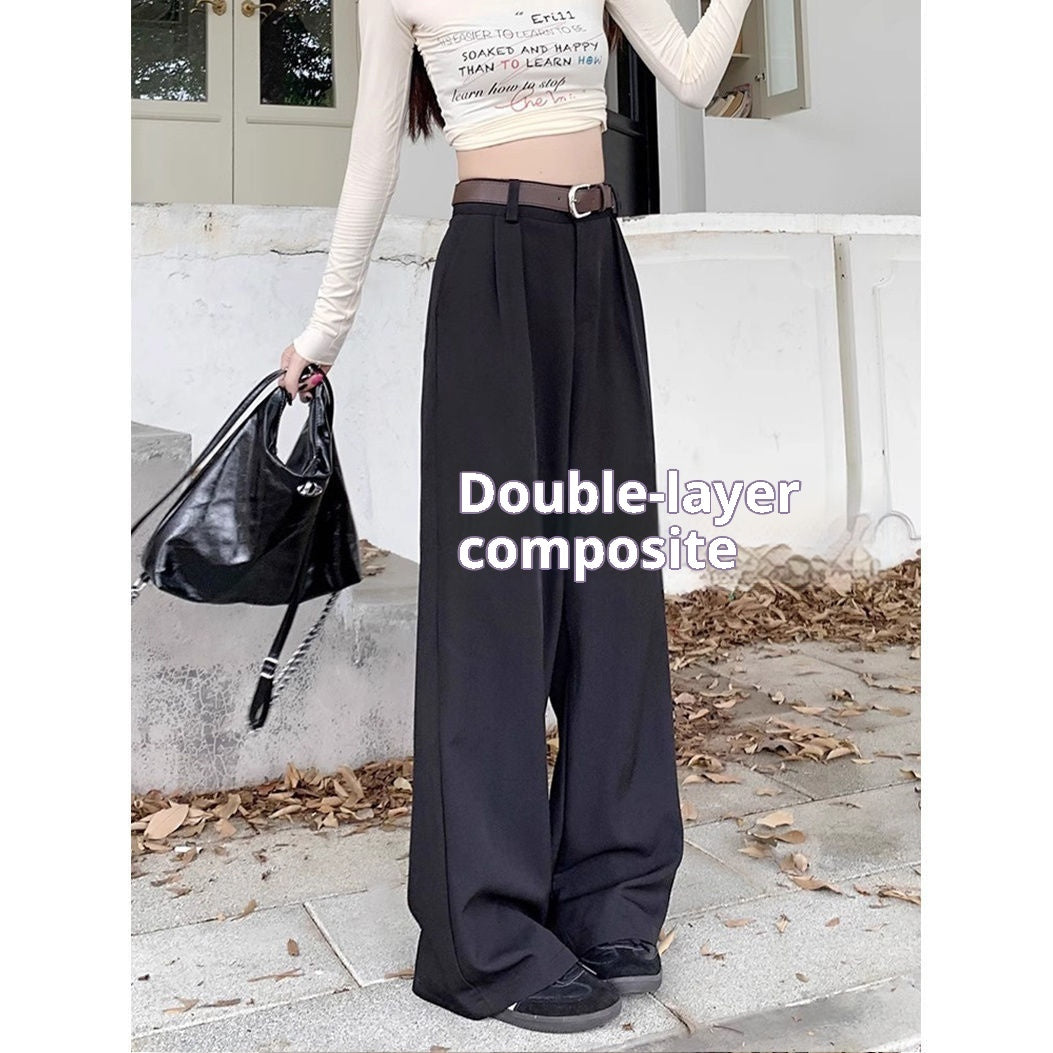 Loose, Casual, Stylish, Slimming Straight-leg Wide-leg Trousers