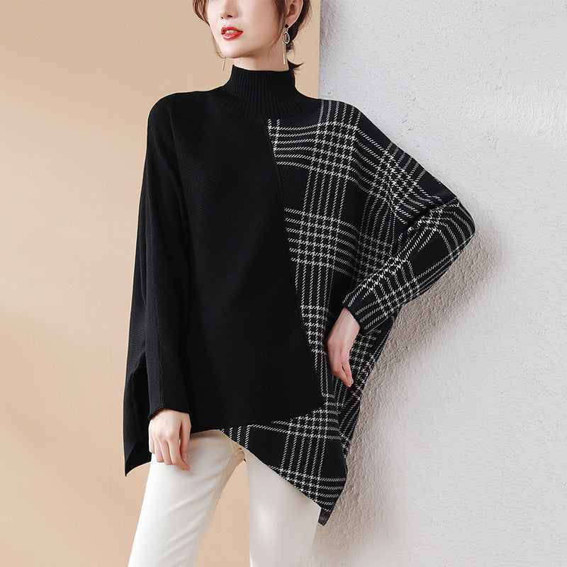 Polyester Women's Batwing Sleeve Mid-length Sweater
