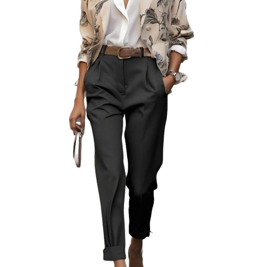 High Waist Fashion All-match Ankle-tied Trousers