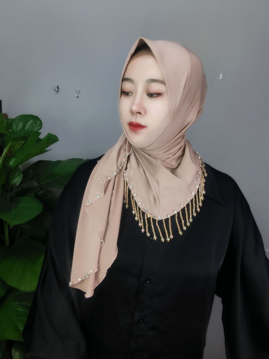 Crystal Tassel Dovetail Large Version Crystal Linen Fabric Scarf