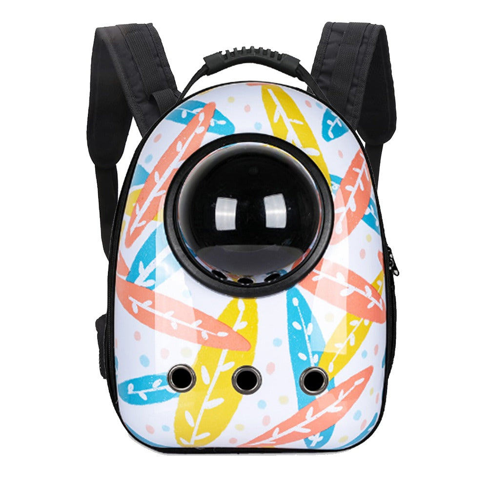 Small Animal Carrier Backpack - White Leaf Pattern