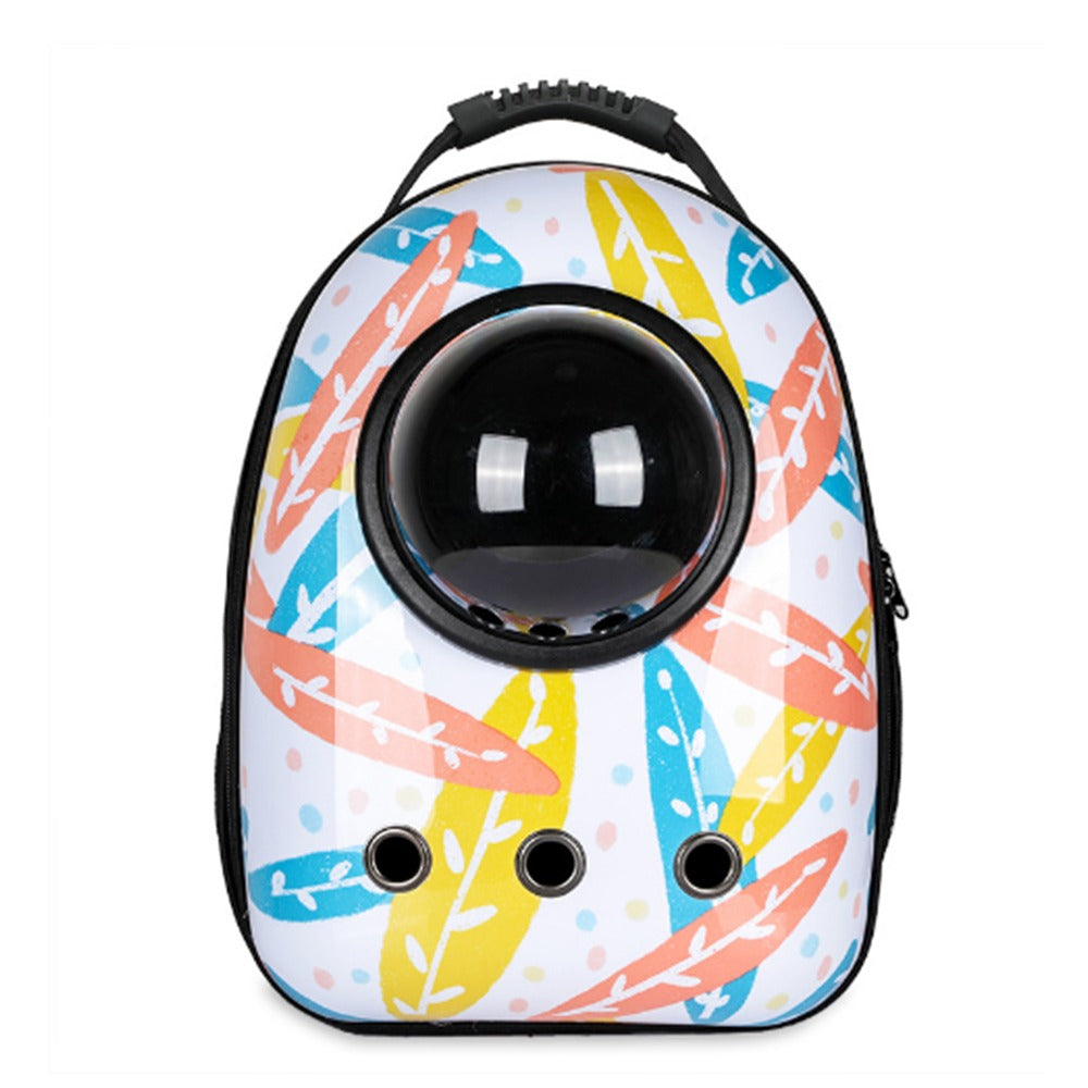 Small Animal Carrier Backpack - White Leaf Pattern