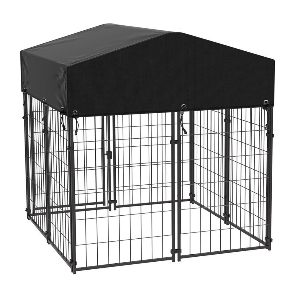 Outdoor Metal Dog Kennel with UV-Resistant Textile Roof