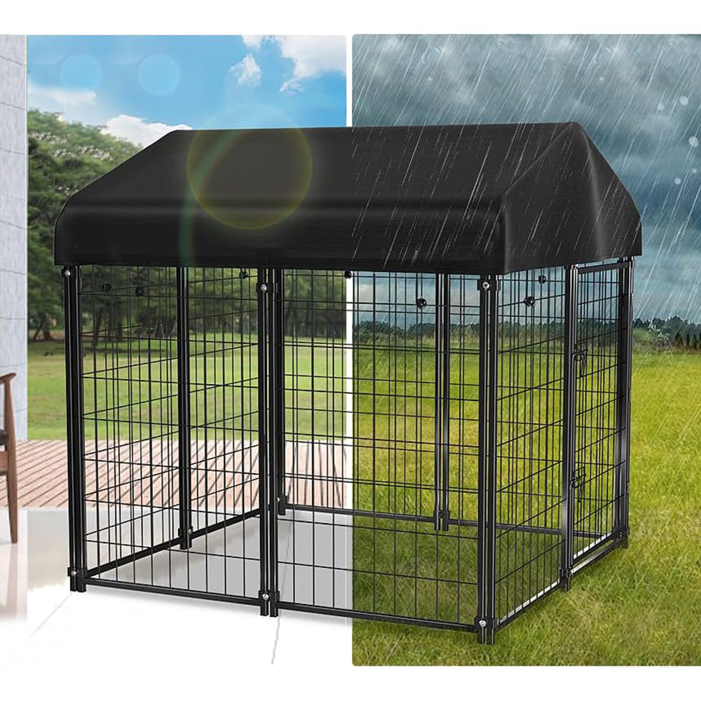 Outdoor Metal Dog Kennel with UV-Resistant Textile Roof